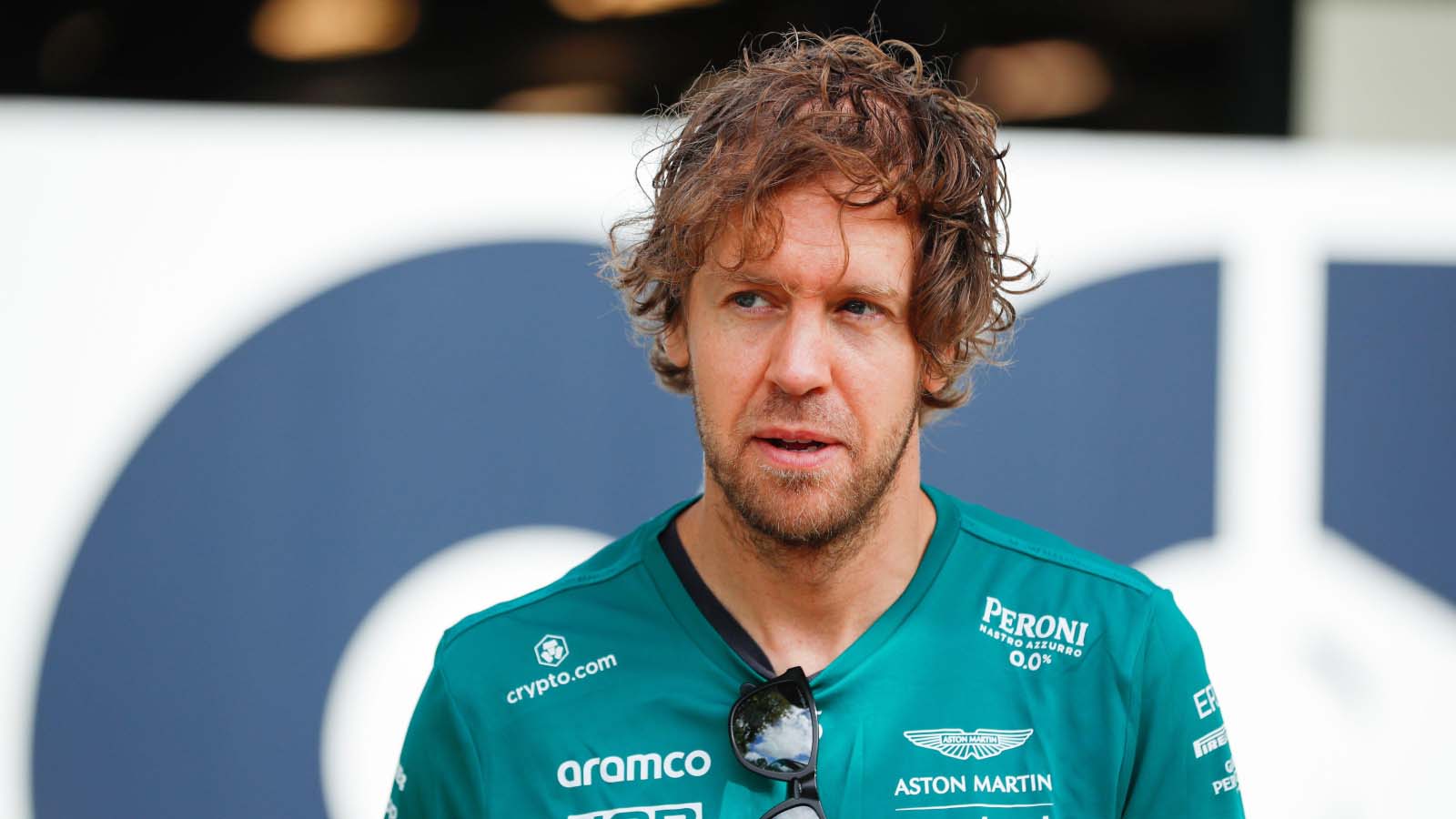 Sebastian Vettel looks on. Australia April 2022.
