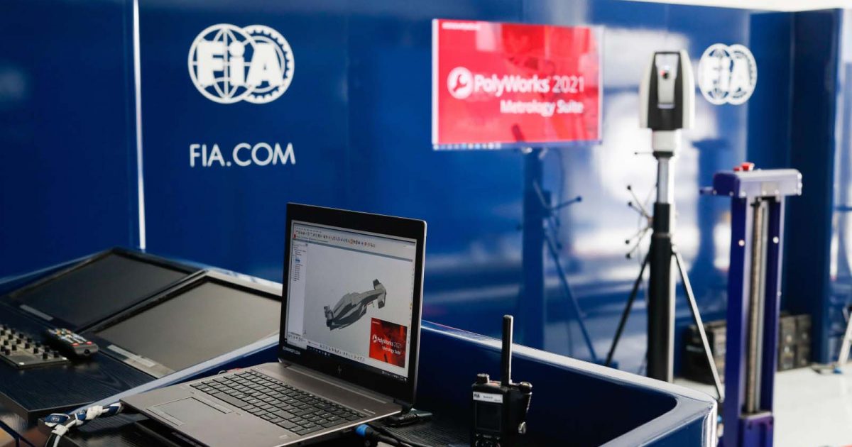 An FIA scrutineering point. Barcelona February 2022.