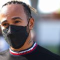 Lewis Hamilton, Mercedes, wearing a face mask. Australia, April 2022.