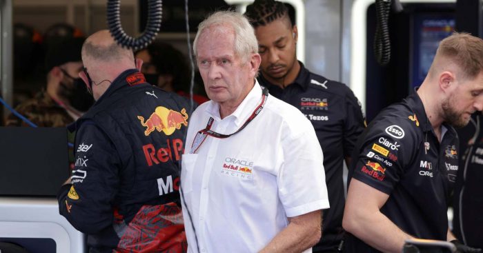 Helmut Marko in the Red Bull garage. Melbourne April 2022.