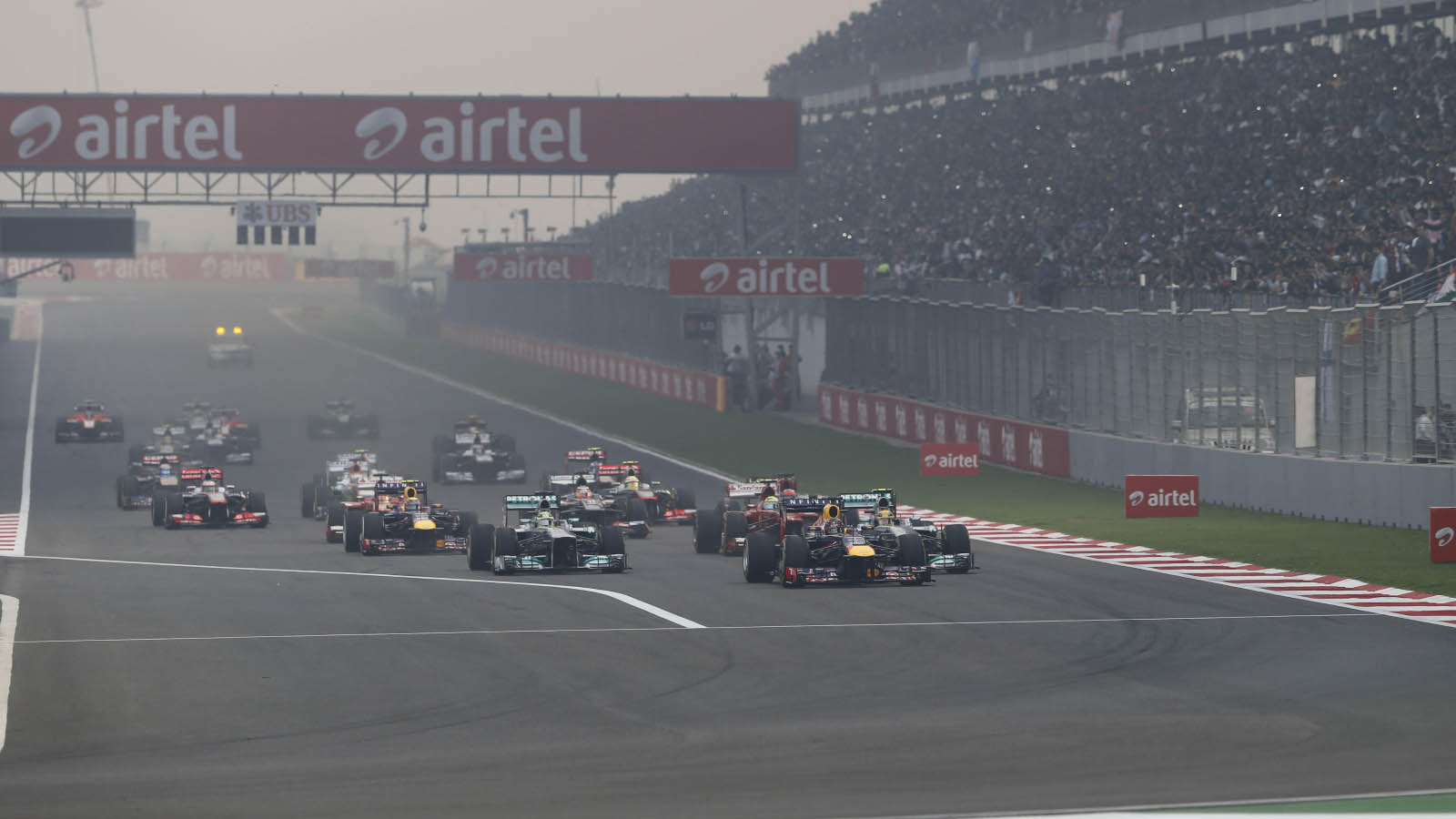 Sebastian Vettel leads the start. India October 2013.