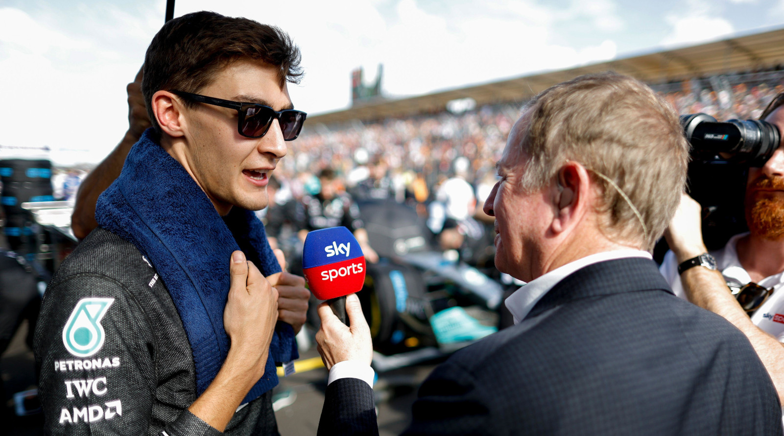 George Russell speaking to Martin Brundle on the grid. Australia April 2022