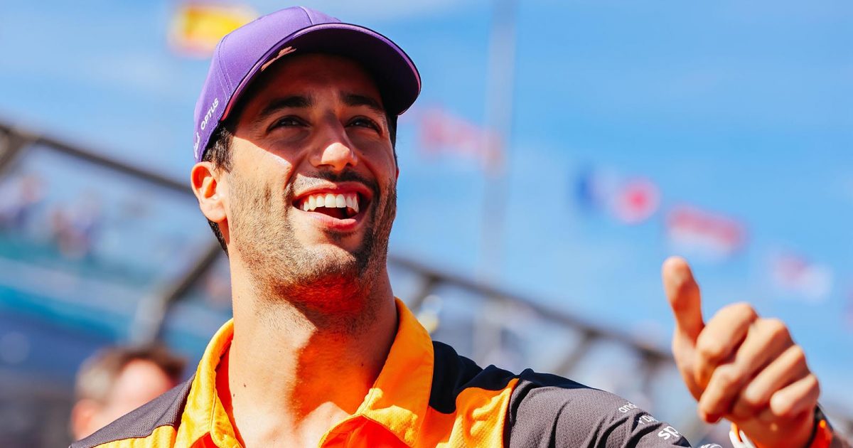 Daniel Ricciardo in the drivers parade before the start of the 2022 Australian Formula 1 Grand Prix. April 2022