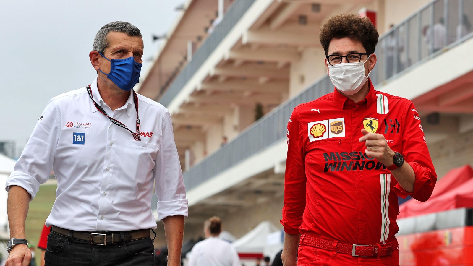 Guenther Steiner with Mattia Binotto at the United States Grand Prix. Austin, October 2021.