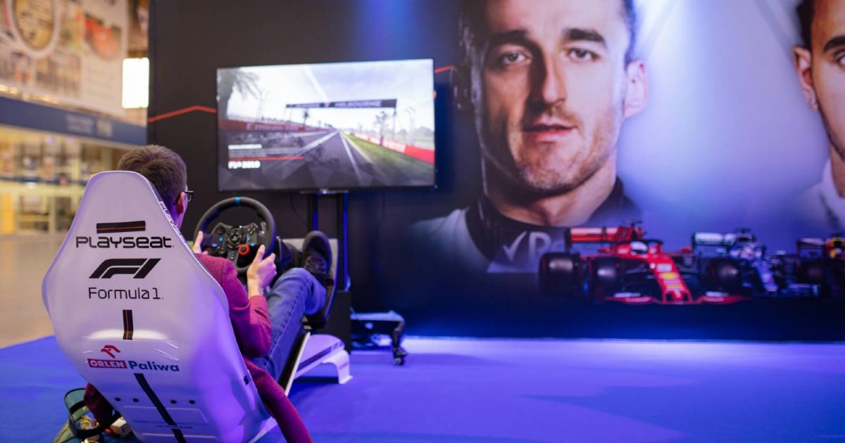 A player tries the F1 video game. Poznan October 2019.