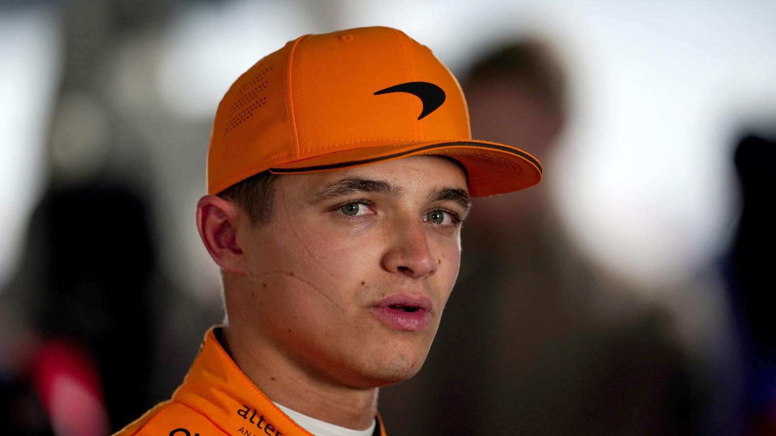 Lando Norris is interviewed. Imola April 2022.