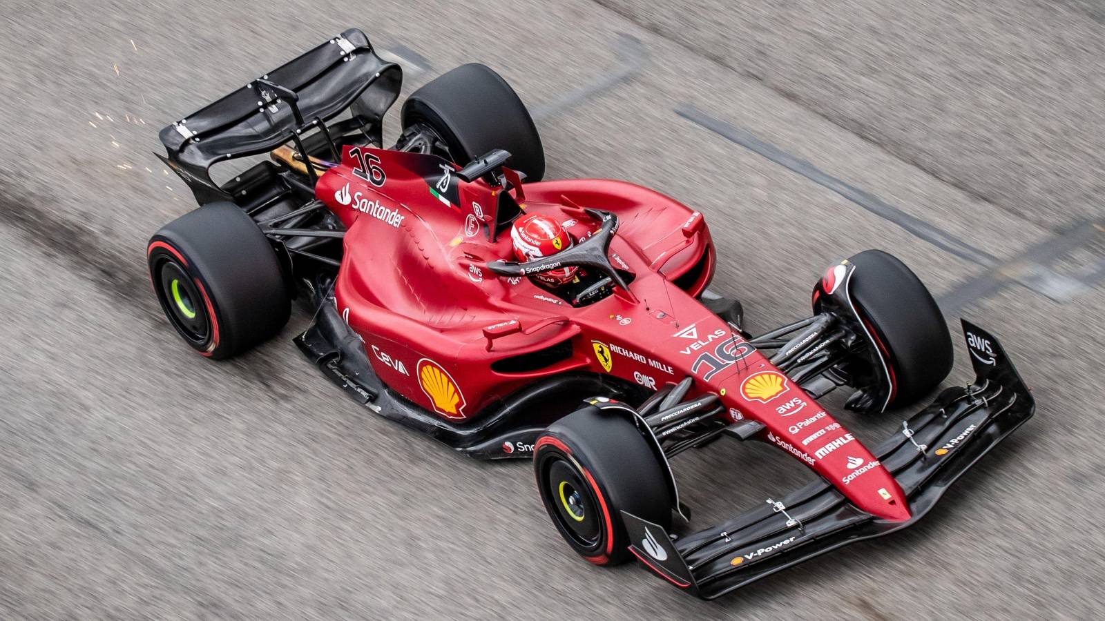 Charles Leclerc, Ferrari, from above. Italy, April 2022.