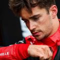 Charles Leclerc head down disappointed. Imola April 2022