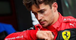 Charles Leclerc head down disappointed. Imola April 2022