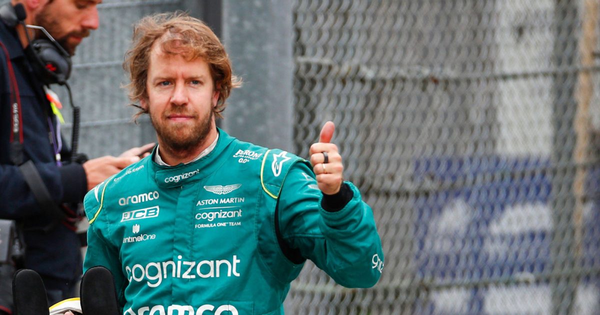 Sebastian Vettel gives a thumbs up. Imola April 2022