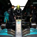 Lewis Hamilton climbs into his W13. Imola April 2022
