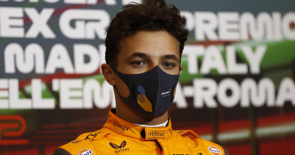 Lando Norris during a press conference. Imola, April 2022.