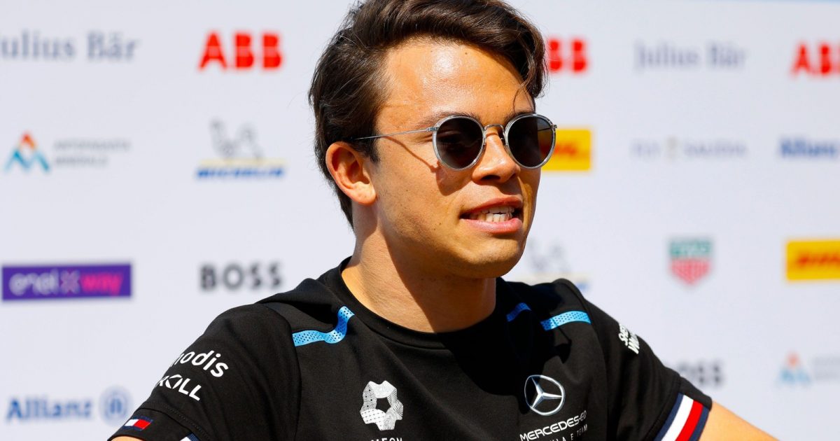 Nyck de Vries wears sunglasses and a Mercedes shirt. Monaco, April 2022.
