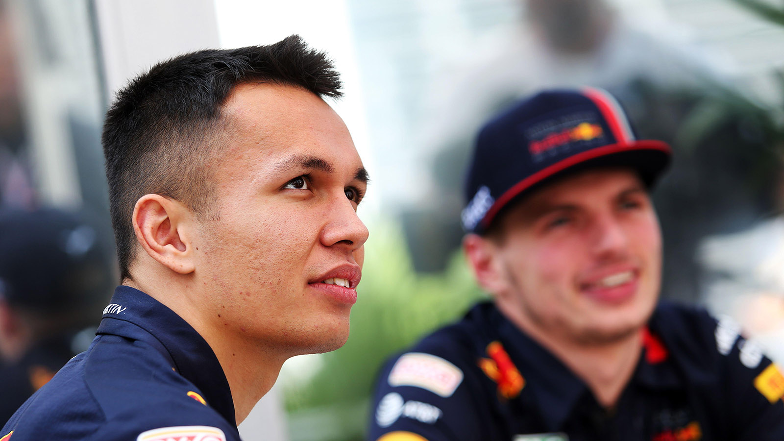 Alex Albon and Max Verstappen in the Mexico City paddock. October 2019