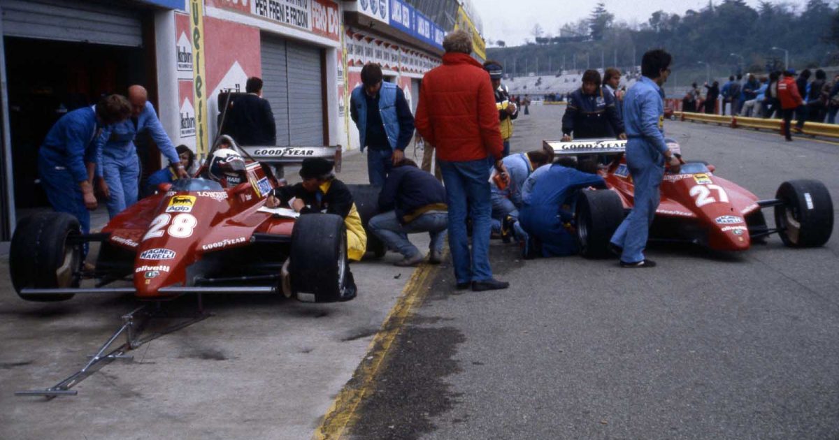 法拉利车手维伦纽夫和皮罗尼。1982年圣马力诺。