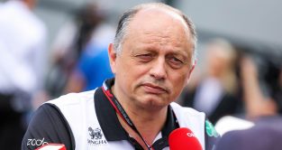 Alfa Romeo team principal Frederic Vasseur answers questions from the paddock. April 2022