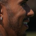 刘易斯哈密lton up close earrings. Miami May 2022
