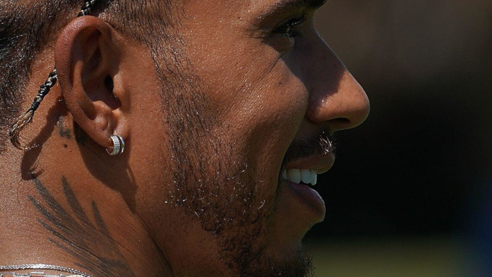 Lewis Hamilton up close earrings. Miami May 2022