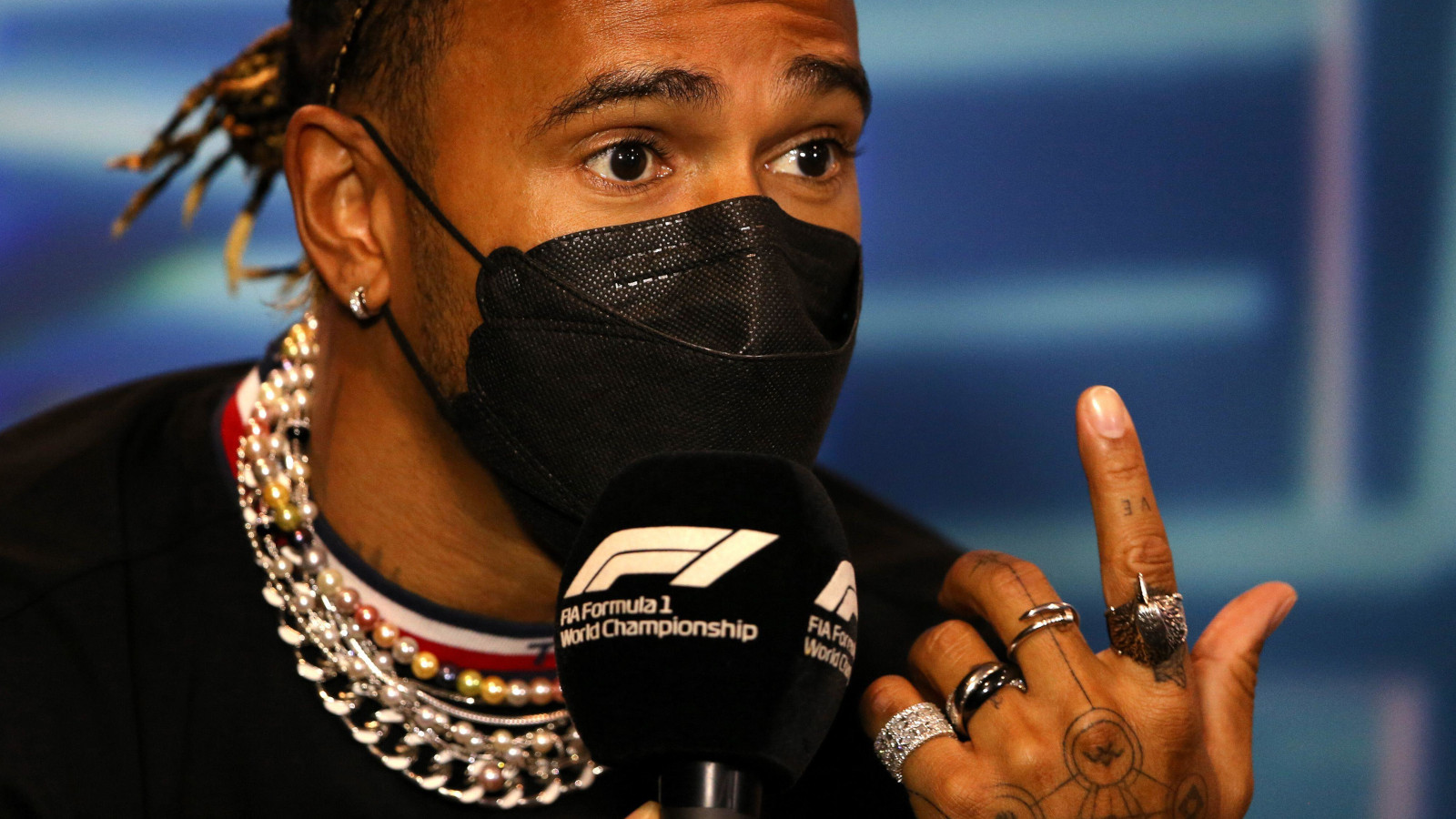 Lewis Hamilton wearing jewellery. Miami May 2022