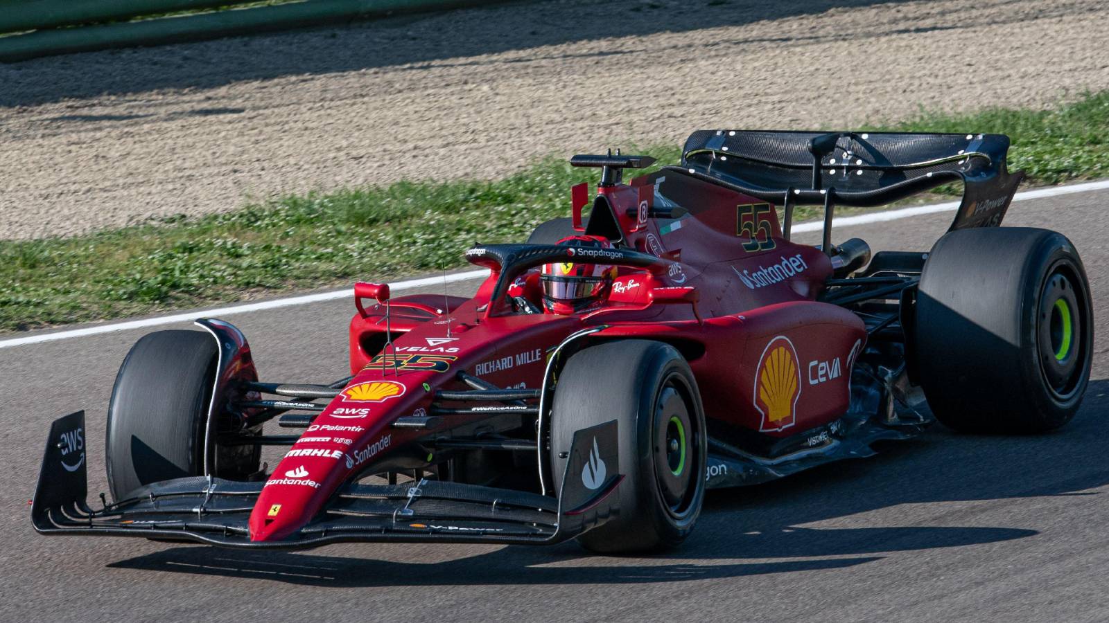 Carlos Sainz, Ferrari, during the Pirelli tyre test. Imola April 2022.