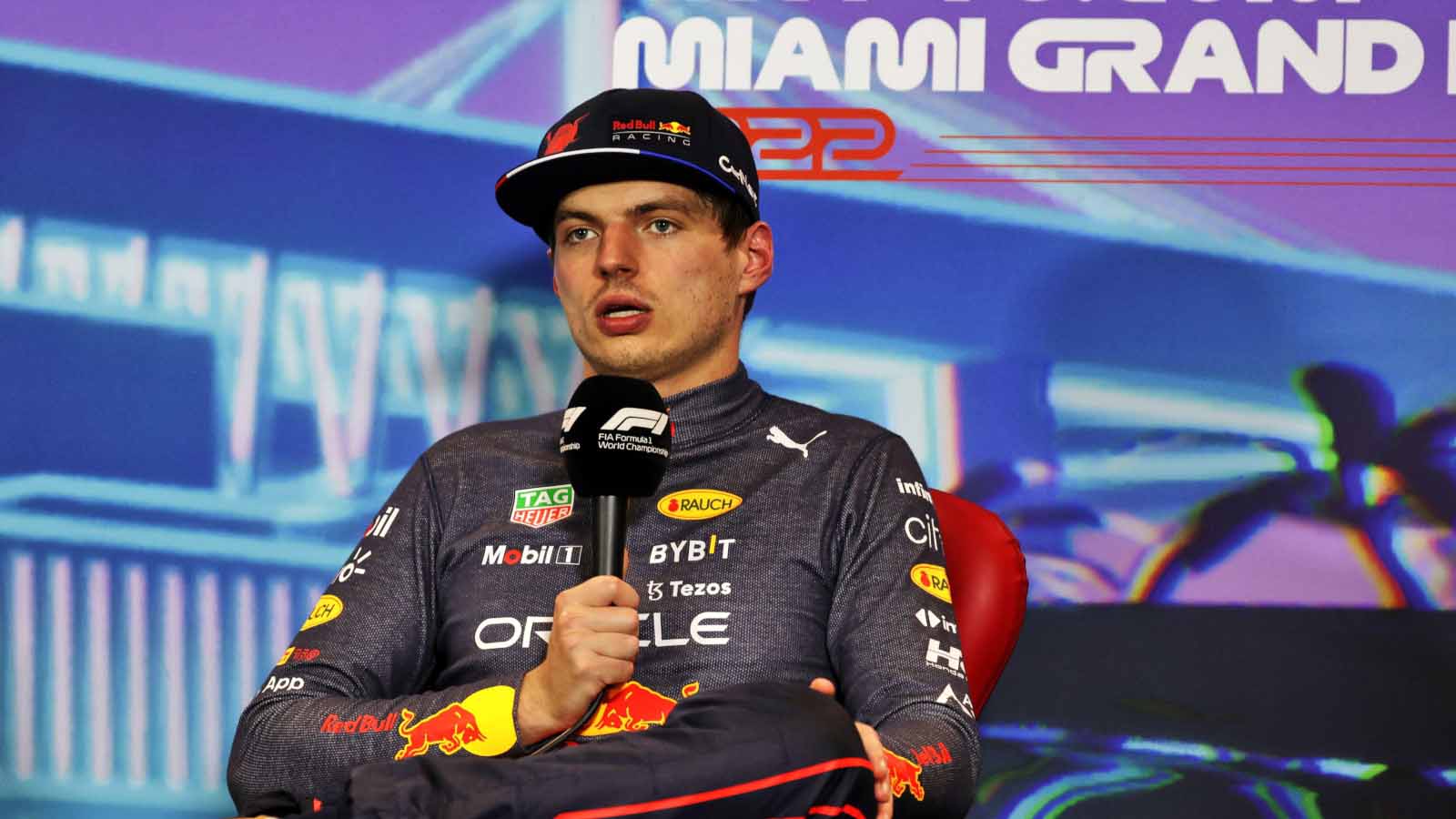 Max Verstappen in the press conference. Miami May 2022.