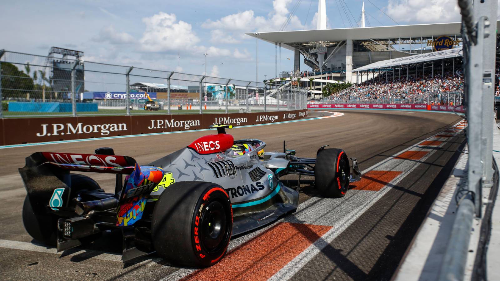Lewis Hamilton's Mercedes during qualifying. Miami May 2022.