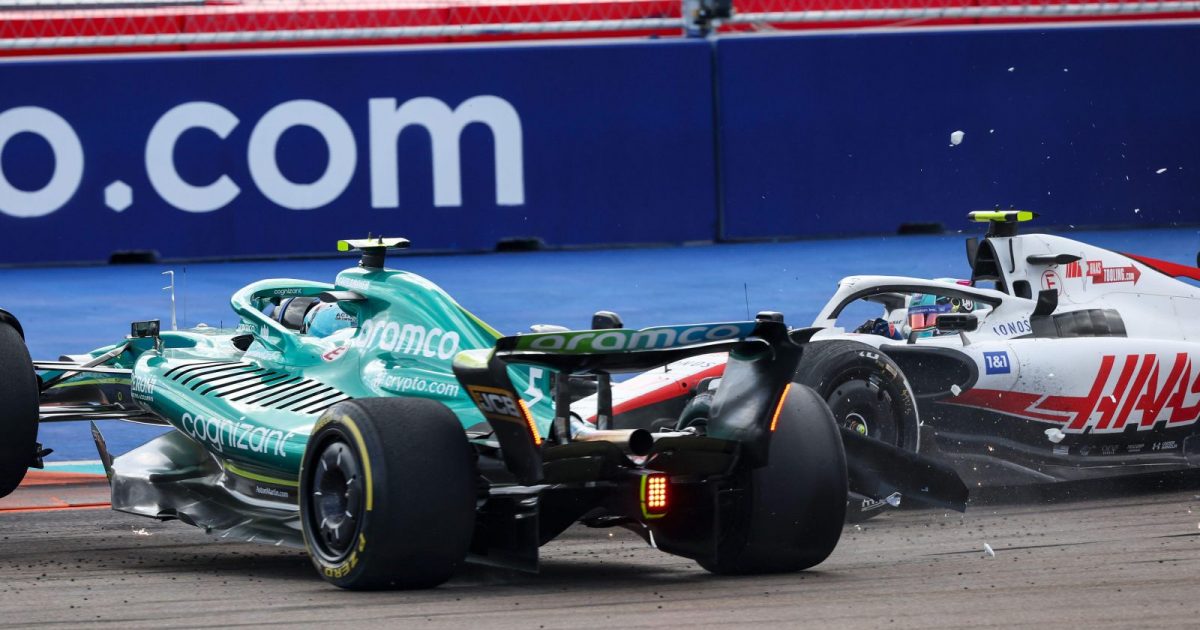 Sebastian Vettel and Mick Schumacher crash. Miami, May 2022.