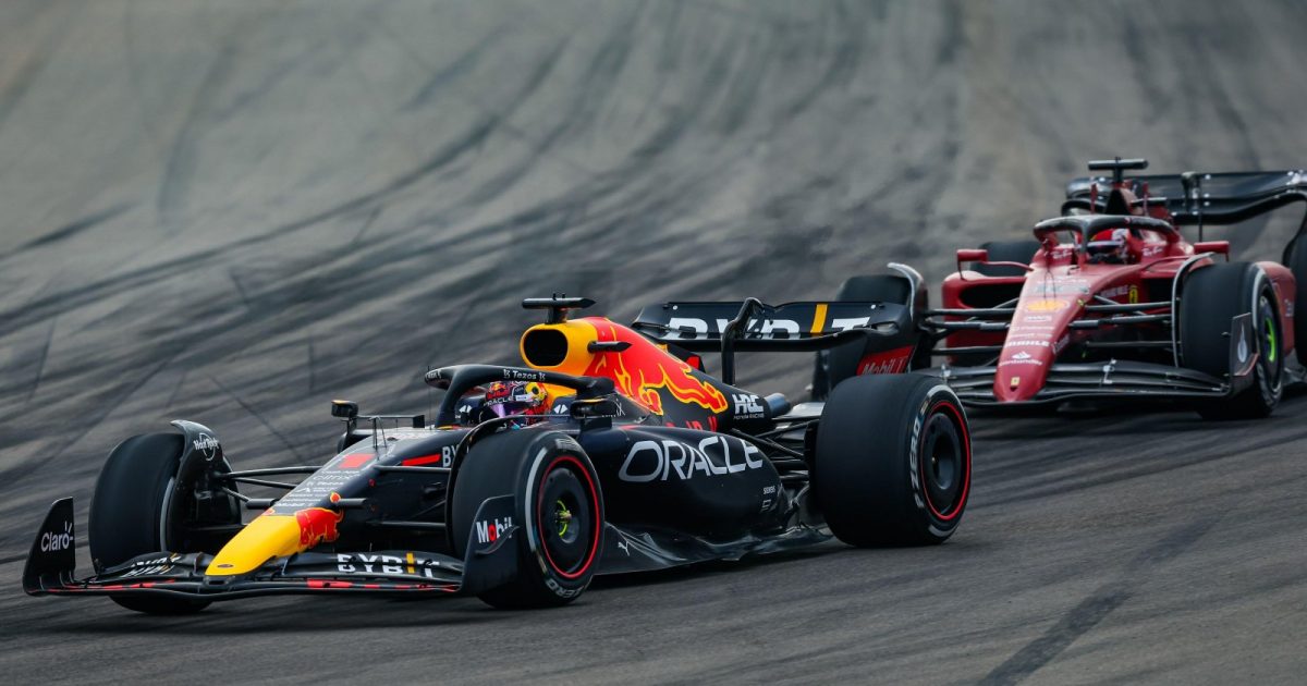 Max Verstappen and Charles Leclerc during the Miami Grand Prix. Miami, May 2022.