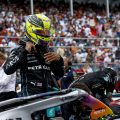 Lewis Hamilton on the grid as his team readies his W13. Miami May 2022