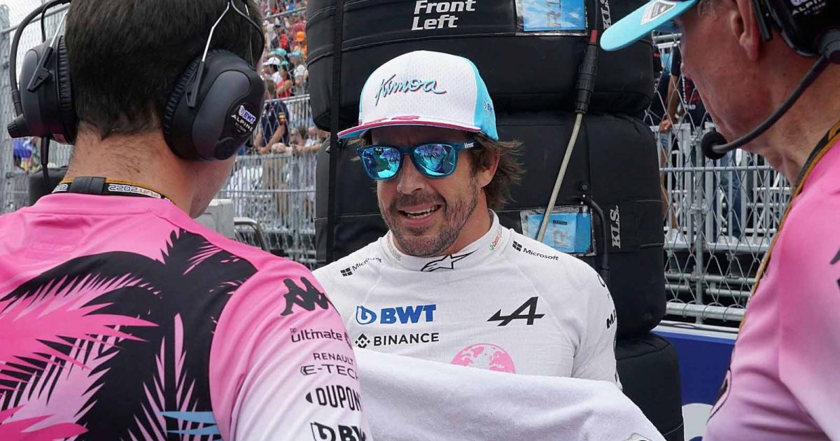 Fernando Alonso on the grid. Miami May 2022.