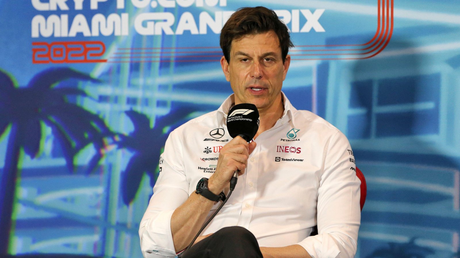 Toto Wolff answering a question. Miami, May 2022.