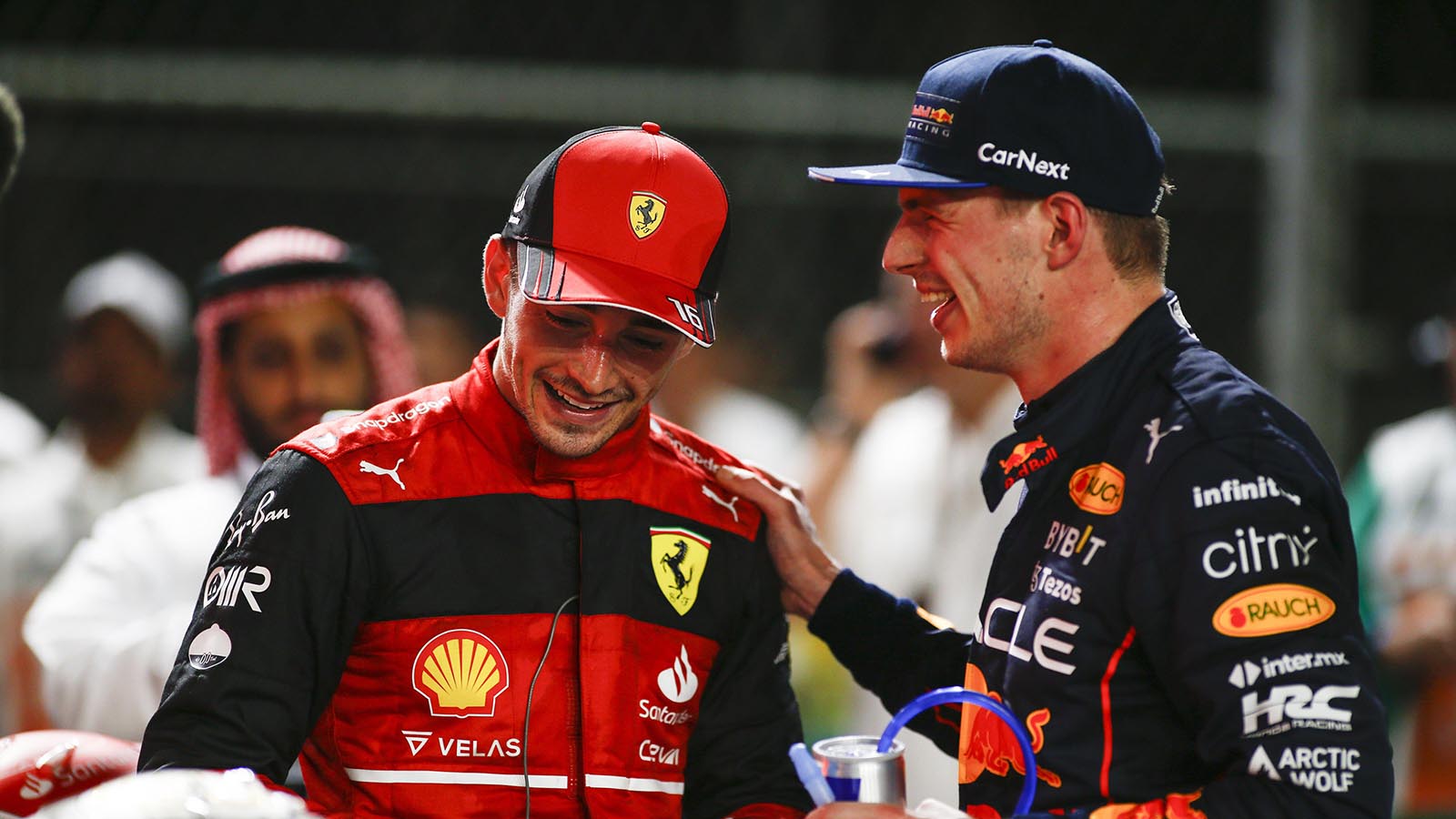 Charles Leclerc and Max Verstappen in Saudi Arabia. Jeddah April 2022