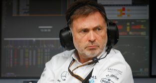 Jost Capito sat on the Williams pit wall. Melbourne, April 2022.