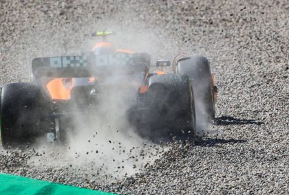 Lando Norris, McLaren, in the gravel. Spain, May 2022.