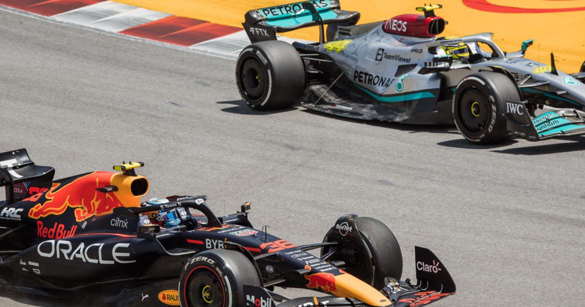 Lewis Hamilton on track with Juri Vips. Spain May 2022