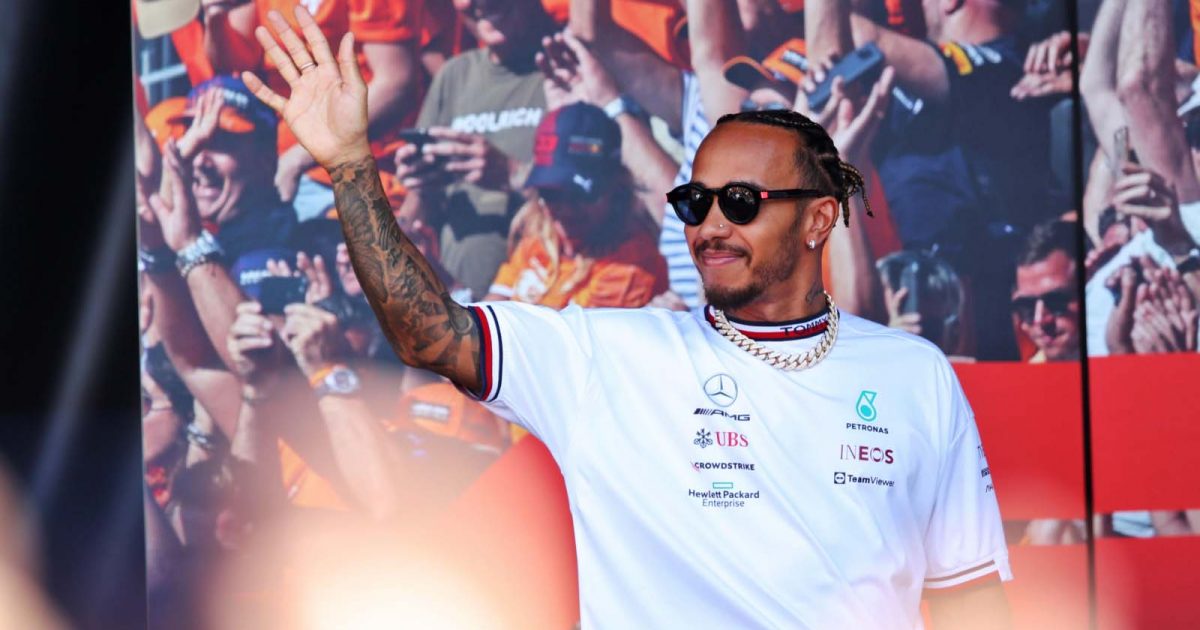 Lewis Hamilton waves to fans. Spain May 2022.