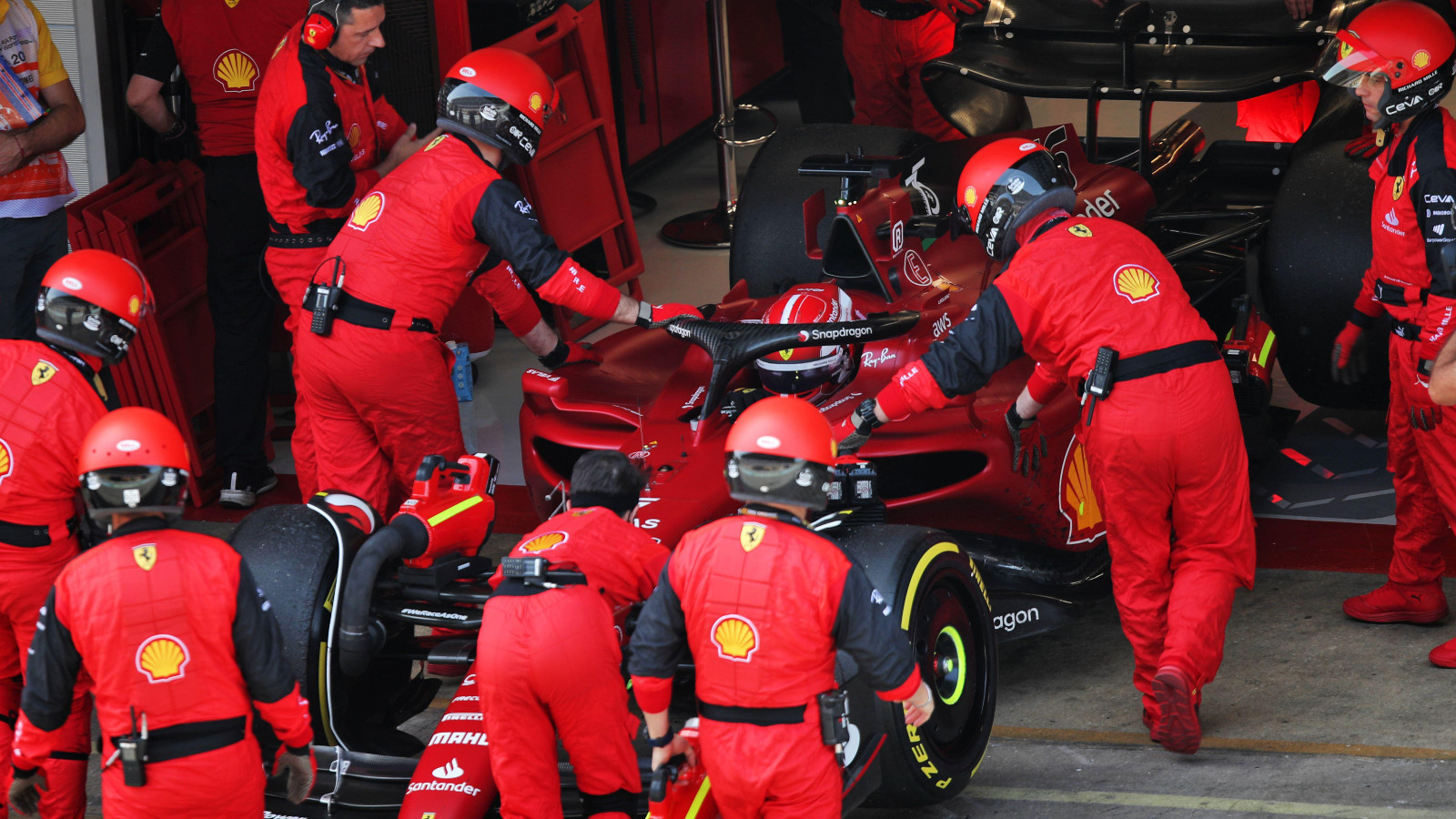 Ferrari's Charles Leclerc is retired from the 2022 Spanish Grand Prix. Barcelona, May 2022