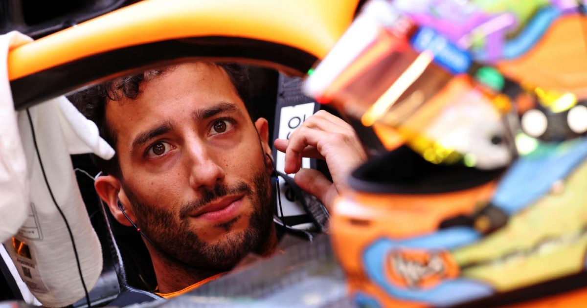 Daniel Ricciardo sits in the cockpit. Spain May 2022.