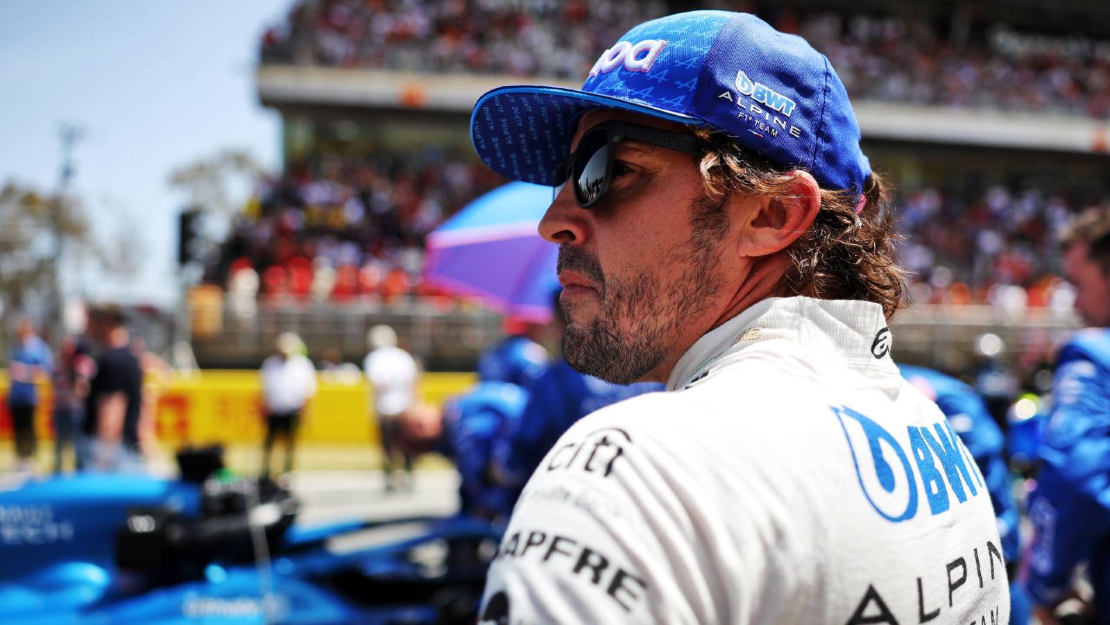 Fernando Alonso on the grid before the Spanish GP. Barcelona May 2022.