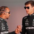 Lewis Hamilton and George Russell together. Barcelona, May 2022.