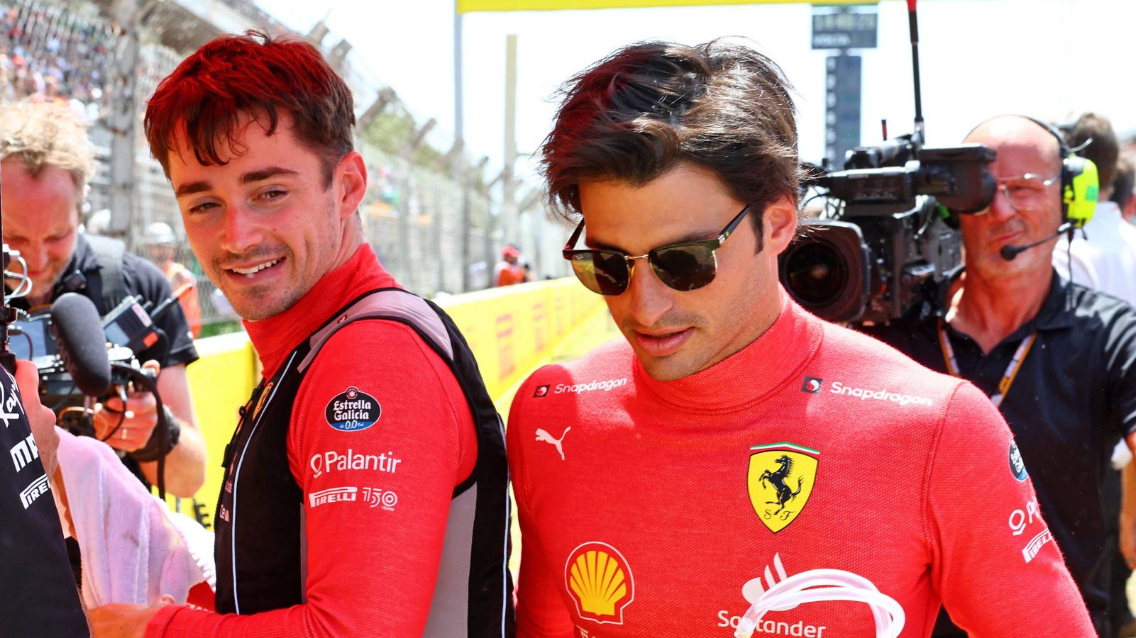 Charles Leclerc and Carlos Sainz on the grid. Barcelona May 2022.