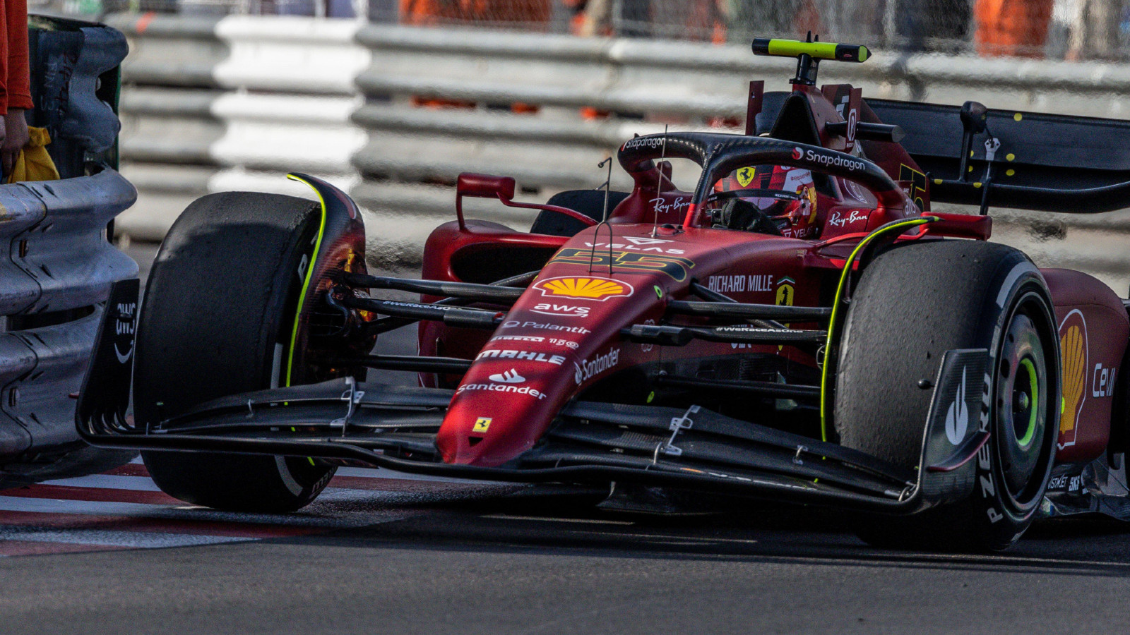 Ferrari's Carlos Sainz drives during practice for the Monaco Grand Prix. Monte Carlo, May 2022.