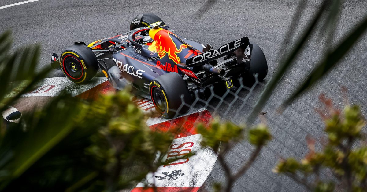 Red Bull's Sergio Perez on track during the Monaco Grand Prix. Monte Carlo, May 2022.