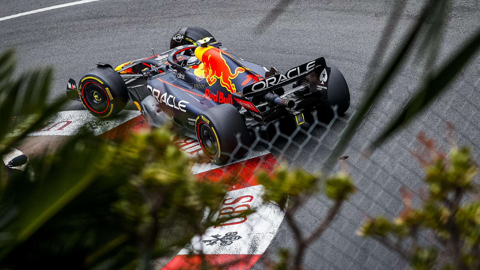 Red Bull's Sergio Perez on track during the Monaco Grand Prix. Monte Carlo, May 2022.