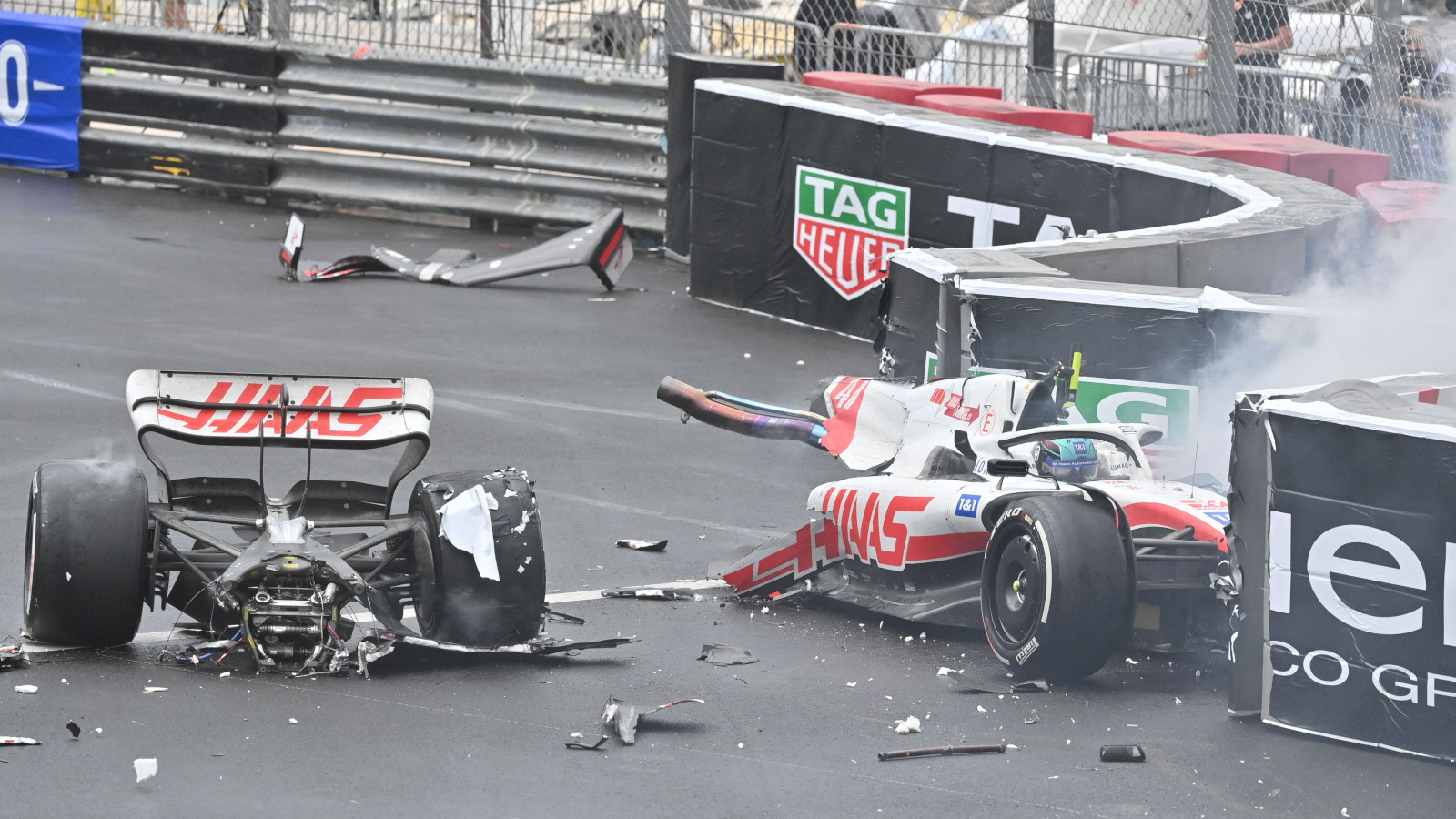 Mick Schumacher sitting in his car in the immediate aftermath of his crash. Monaco May 2022