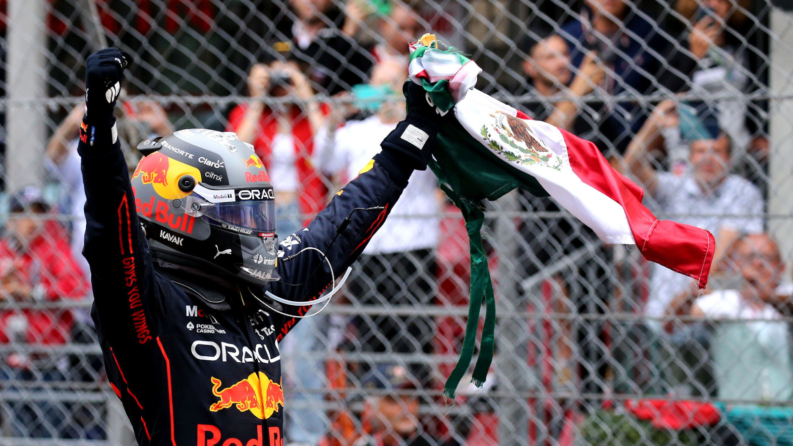 Sergio Perez of Red Bull Racing celebrates after winning the F1 Grand Prix of Monaco. Monaco May 2022