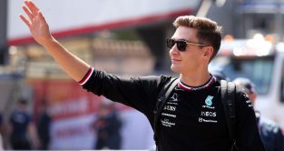 George Russell waves to the crowd. Monaco, May 2022.