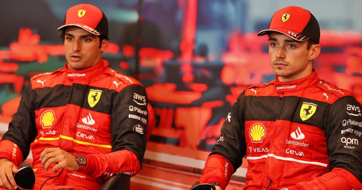 Carlos Sainz and Charles Leclerc during a press conference. Monaco, May 2022.