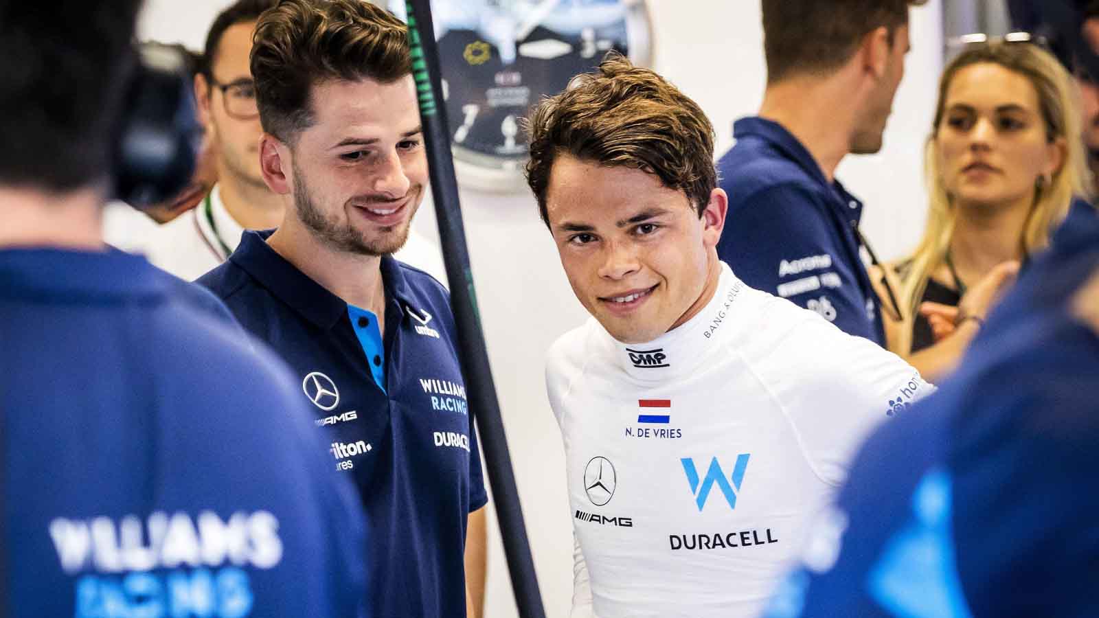 Nyck de Vries in the Williams garage. Spain May 2022.