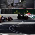 Lewis Hamilton leads Max Verstappen. Monaco May 2022.